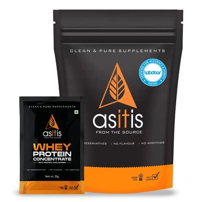 AS-IT-IS Nutrition 100% Creatine Monohydrate, Pure 2.5g Micronized Powder, USA Labdoor Certified for Accuracy & Purity- 100g (40 servings) + 30g Sachet of AS-IT-IS Whey Protein Concentrate - Unflavored - Supports Performance & Recovery