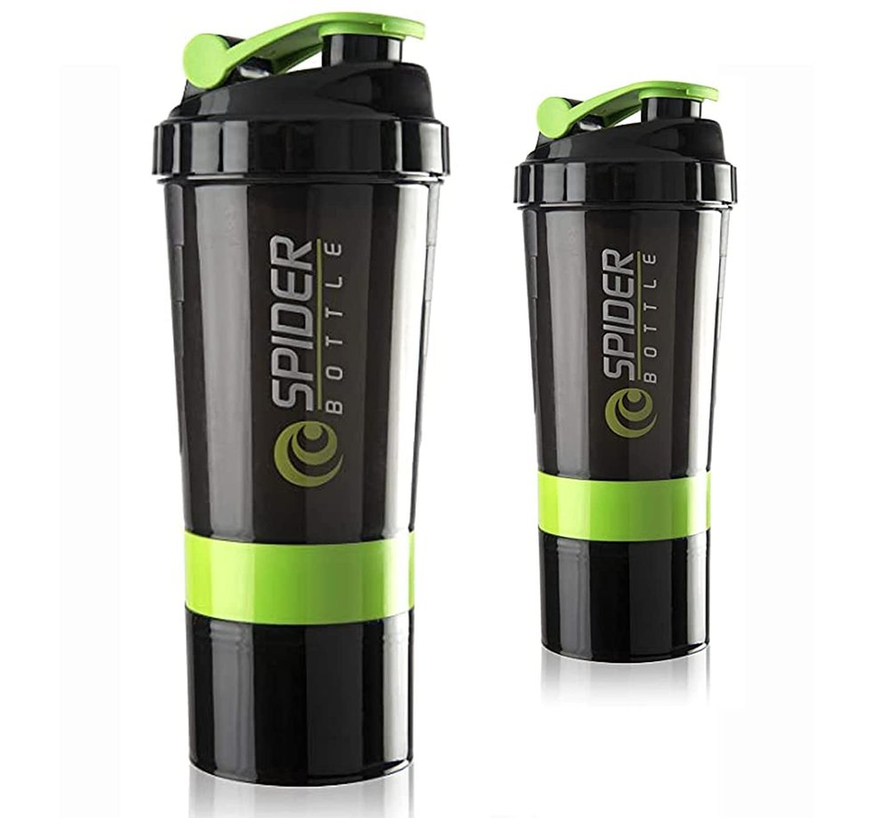 Cool Indians Premium Protein Shaker Bottle Combo with 2 Extra Compartment for Gym,Sports & Exercise l Shaker Bottle | Gym Shaker l Protein Shaker | Sipper Bottle 500 ML. (Green)