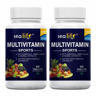 Sea Life Sports Multivitamin,Sports Performance Enhancer with Minerals, Amino Acids and Herbal Extracts | Essential Nutrients for Energy & Stamina for Energy, bodybuilding & Athletes (Pack of-2)