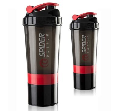 Cool Indians Premium Protein Shaker Bottle Combo with 2 Extra Compartment for Gym,Sports & Exercise l Shaker Bottle | Gym Shaker l Protein Shaker | Sipper Bottle 500 ML. (RED)