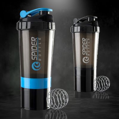 Cool Indians Premium Protein Shaker Bottle Combo with 2 Extra Compartment for Gym,Sports & Exercise l Shaker Bottle | Gym Shaker l Protein Shaker | Sipper Bottle 500 ML. (Blue Black)