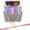 SFU E Com Juicy Berry Skittles with Almond Hamper | Rakhi Chocolate for Brother | Jadtar Designer Rakhi with Chocolates | Roli, Chawal, Chandan, Misri | 1064 view 1