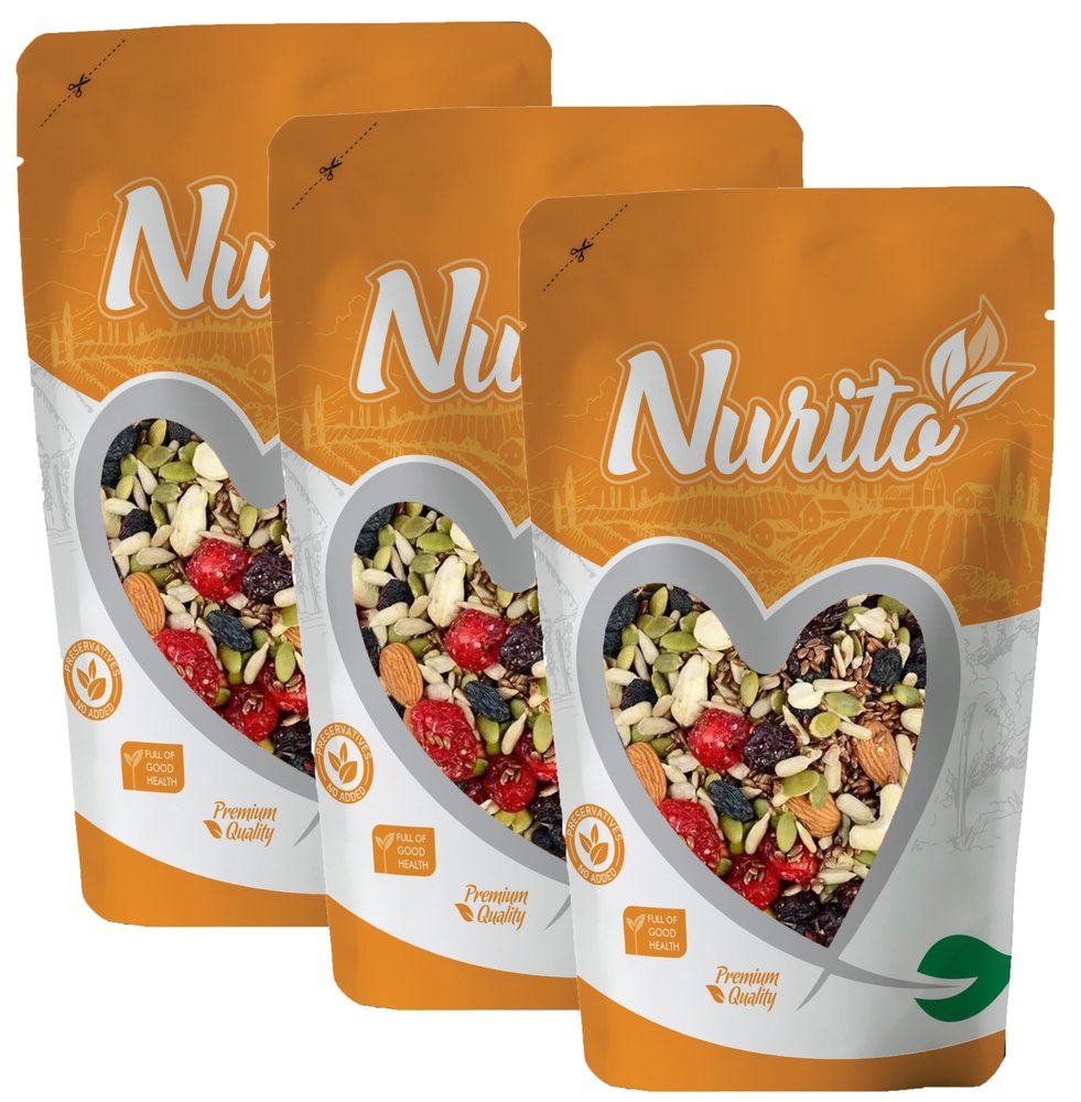 Nurito Breakfast 750 Grams (250gm X 3)  Trail Mix with Dry Fruits, Berries & Protein-Rich Seeds | Power Snack Loved by Moms | Best for Active Kids & Office Professionals | Keeps You Full Energetic & Energized All Day