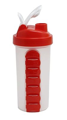 Eco Shopee SHOPPING SIMPLIFIED Pill Box Organizer with Water Bottle Weekly Seven Compartments with Drinking Bottle - (P 600) (Red)