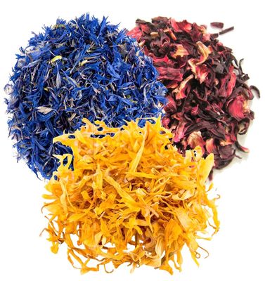 A D Food & Herbs Combo of Dried Hibiscus/Blue Corn Flower/Calendula Flower Petals Aromatic Edible for Homemade Lattes, Tea Blends, Bath Salts, Gifts, Crafts each pack (100 Gms)