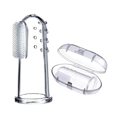 DEBs CARE Baby Silicone Finger ToothBrush with case for Easy Cleaning, Massaging Soothing Gums, Oral Hygiene (Pack Of 2)