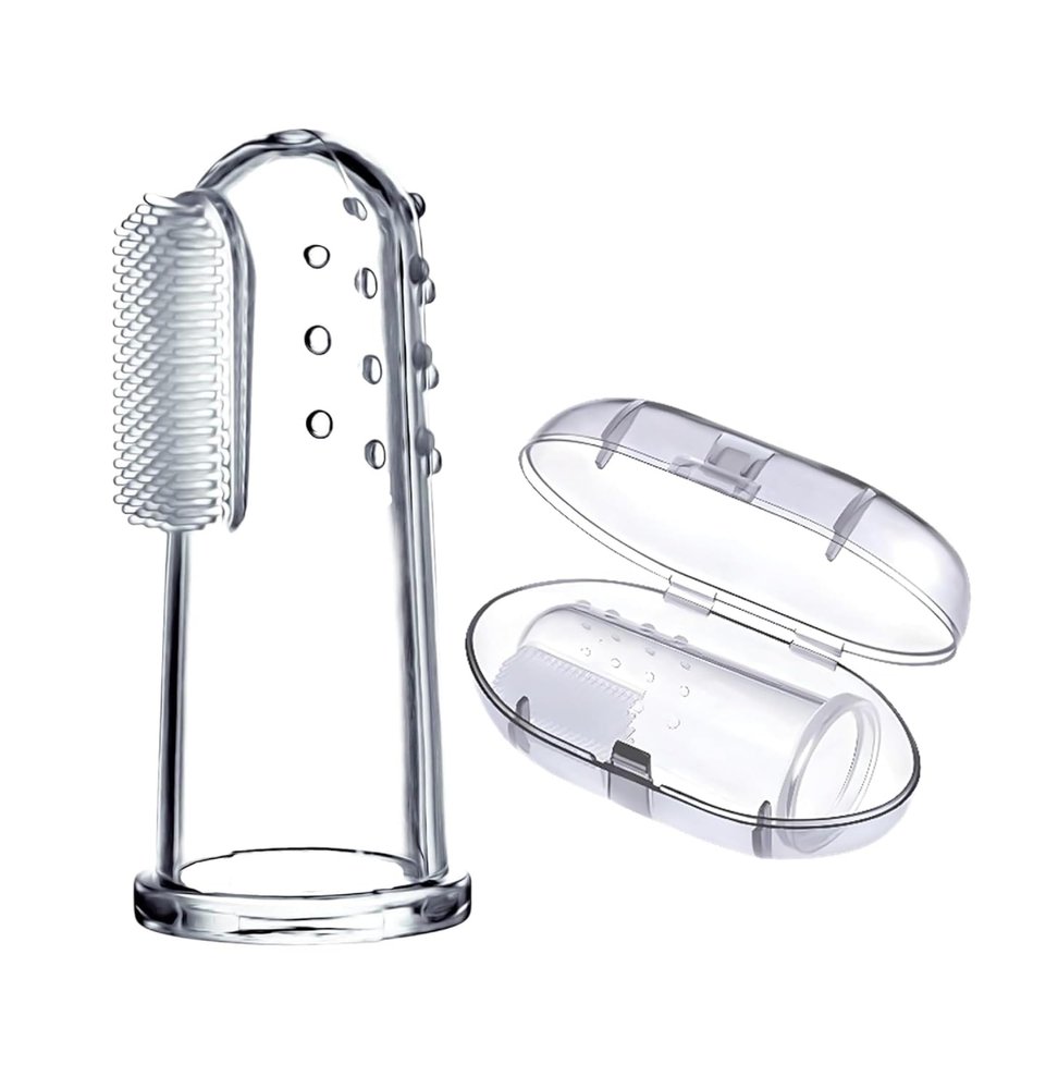 DEBs CARE Baby Silicone Finger ToothBrush with case for Easy Cleaning, Massaging Soothing Gums, Oral Hygiene (Pack Of 2)