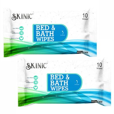 SKINIC Body Cleansing Bed Bath Wipes For Adults | Body Sponging | Alcohol-Free, Chemical-Free, Natural Moisturizing Wipes for Gentle Cleansing and Freshness (Pack Of 2)