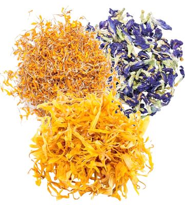 A D Food & Herbs Combo of Dried Butterfly Pea Flower/Marigold/Calendula Flower Petals Aromatic Edible for Homemade Lattes, Tea Blends, Bath Salts, Gifts, Crafts each pack (100 Gms)