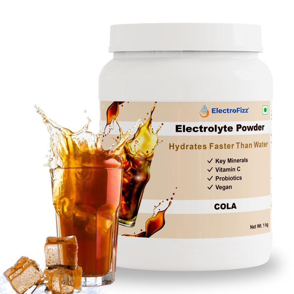 ElectroFizz Electrolyte Powder 100 servings | Electrolyte Powder with Probiotics & Vitamin C | Instant Energy Drink for Workout for Men & Women- 1 Kg Jar Pack (Cola)
