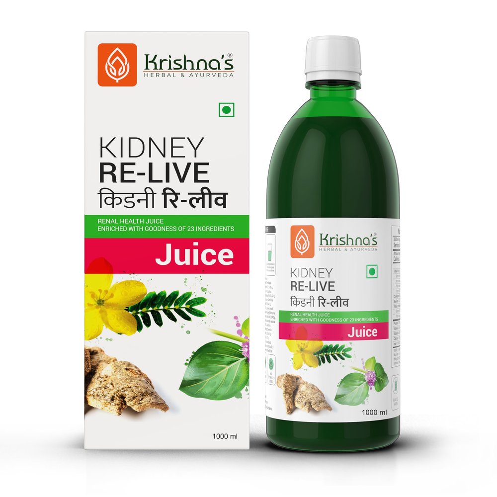 KRISHNA'S HERBAL & AYURVEDA Kidney Re-Live Juice-1000 Ml|For Healthy Kidneys|Enriched With 23 Herbs Like Pashanbhed,Kaunch Beej,Arjun Chaal|Natural Blood Purifier|With Vitamin C|Sugar Free Juice