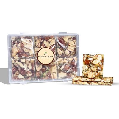 Season Edition DryFruit Chikki with Saffron- 200g | Healthy Nutritious Delicious Crunchy Gajak Mithai with Goodness of Kaju Badam Pista Chikki Bar | Sweets Mixed Nuts Gift Pack | No Artificial Colors or Preservatives
