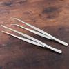 HEALLILY Stainless Steel Tweezer 2Pcs Straight and Curved Nippers Tweezers Angled Feeding Tongs Craft Making Machine Repairing Forceps ( Silver ) view 2