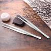 HEALLILY Stainless Steel Tweezer 2Pcs Straight and Curved Nippers Tweezers Angled Feeding Tongs Craft Making Machine Repairing Forceps ( Silver ) view 3