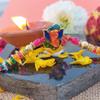 Rakhi gift for brother/Rakhi for brother combo/Rakhi for brother with gift combo set/Pack of 2 rakhi for brother-2 Kundan Rakhi+Showpiece figurine +Roli, Chawal+Rakhi Greeting card view 3