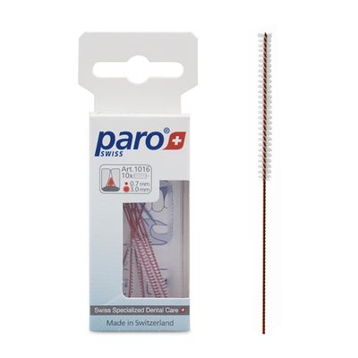 Paro Isola Long | Extra Long Interdental Spiral Brush Easily Bent | Dental Cleaning Tool | Red, 0.7-3mm