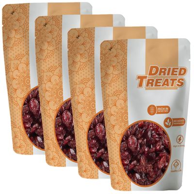 Dried Treats Dried Cranberries Slices 1000 Grams (250g X 4) Craneberries Dry Fruit | Sweet and Juicy Superfruit Packed with Antioxidants & Vitamins | Perfect for Smoothies, Trail Mix, Baking & Kid-Friendly Snacking | Jumbo Craneberry Best for Vegan
