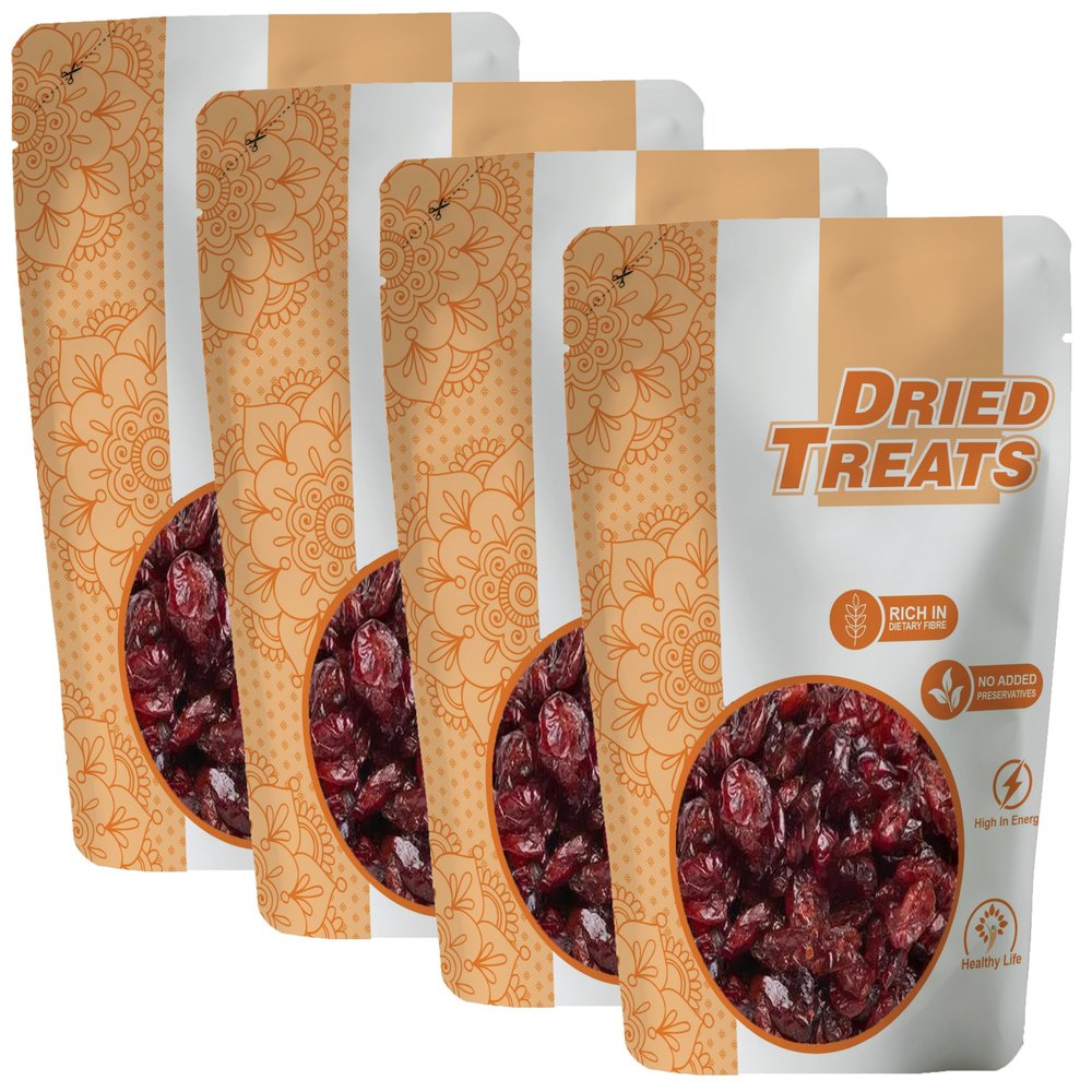 Dried Treats Dried Cranberries Slices 1000 Grams (250g X 4) Craneberries Dry Fruit | Sweet and Juicy Superfruit Packed with Antioxidants & Vitamins | Perfect for Smoothies, Trail Mix, Baking & Kid-Friendly Snacking | Jumbo Craneberry Best for Vegan
