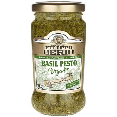 Filippo Berio Basil Pesto Vegan | Dairy Free Plant Based Gluten Free, 6.7 oz 190 g