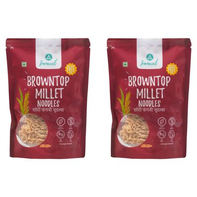 Immunit No Maida Browntop Millet Noodles | Vegan, Not Fried, No MSG, No Preservatives | 175 Grams, Pack of 2