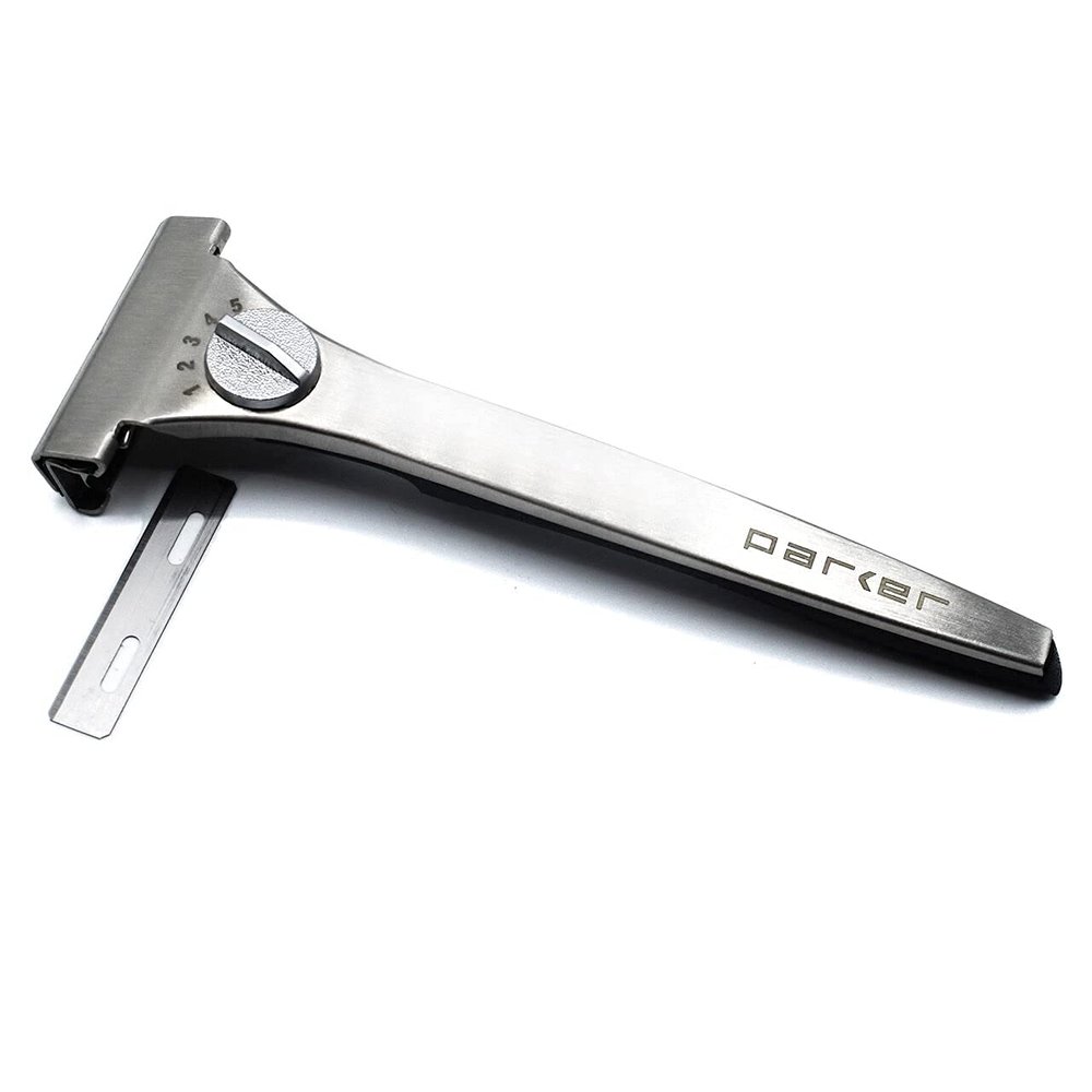 PARKER Safety Razor - Adjustable Injector Razor, Single Edge Adjustable Safety razor with 20 Parker Injector Razor Blades, Customize your shave with a turn of the dial