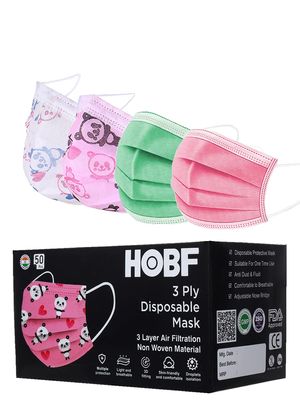 hobf Surgical Mask Pack containing surgical masks 3 layer 100 pieces/pack of 100 / pack of 50 / black surgical mask pack of 100 & 200 - surgical mask for kids FGK100-GR,PK,Pr,L.PK,Pr,O-WH