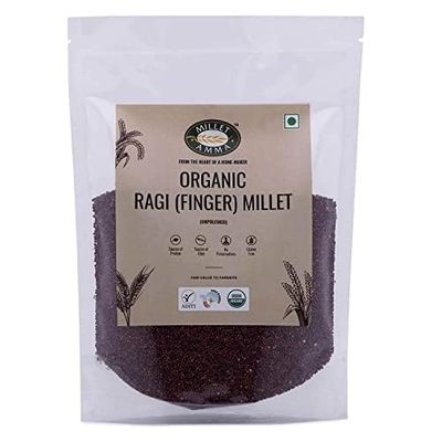 Millet Amma Unpolished CERTIFIED ORGANIC Ragi (Finger Millet) Grains | 2 Kg (1kg x 2 Packs) | (Kelvaragu,Nachni,Ragulu)