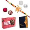 DeoDap (K1_261_CB32) Multicolor Hanuman Rakhi Combo with Effete Chocolate Beats 32gm, Silver Color Pooja Coin, Roli Chawal & Greeting Card | Occasion | Rakhi for brother with gift | chocolate gift pack |rakhi with Chocolate Gift Hemper | Bracelets fo view 2