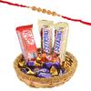 SFU E Com Golden Wishes with Chocolates|Beautiful Sandalwood Rakhi Chocolate for Bother | Roli, Chawal, Chandan, Misri | 33 view 1