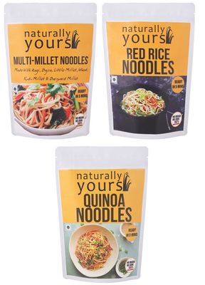 Naturally Yours Noodles Combo  Multi Millet, Red Rice & Quinoa | Includes Tastemaker | No Maida, Preservative Free, Non-Fried, Vegan | High Protein & Fiber | 180g Each, Pack of 3