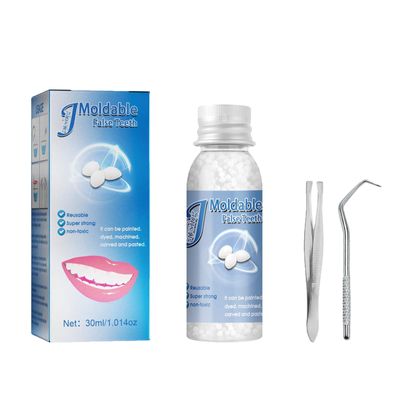 Temporary Tooth Repair Kits,Dental Repair Denture Repair Beads,Tweezers,Dental Pick,Dental Tools for Temporary Fixing Filling Missing Broken Tooth Moldable Fake Teeth