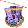 SFU E Com Cadbury Gift Combo|Beautiful Rose Rakhi Chocolate for Bother | Roli, Chawal, Chandan, Misri | 55 view 1