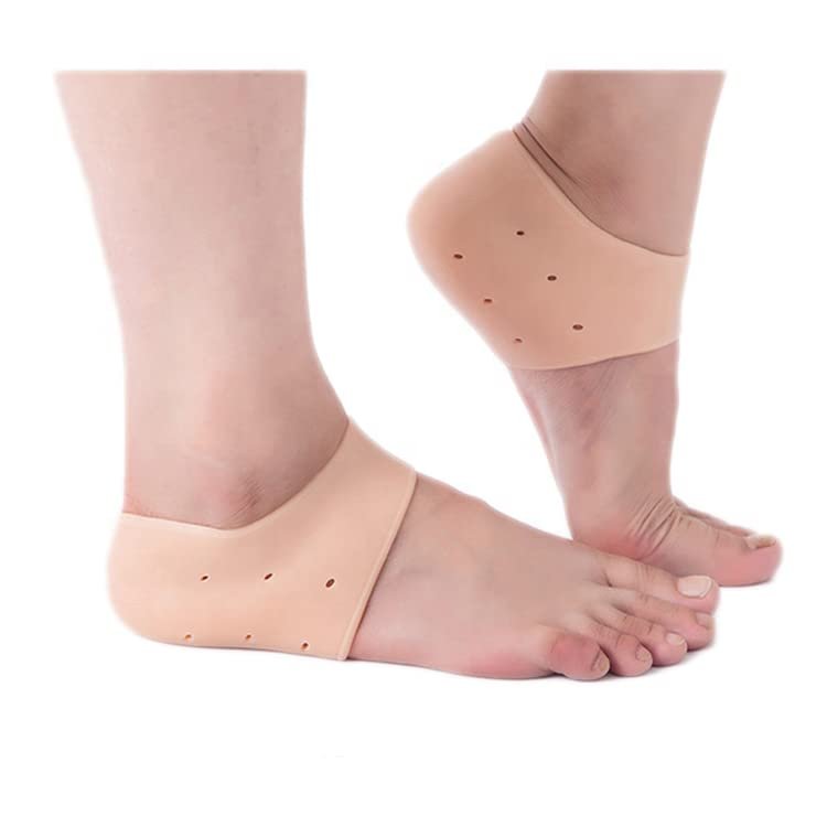 Anti Heel Silicone Heel Anti Crack Vented Moisturizing Silicone Gel Heel Socks for Swelling, Pain Relief, Foot Care Ankle Support Pad Silicon Heel Pad For Men & Women(Length Half| Free Size| 8 Pair)