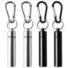 4 Pack Portable Pill Box Container Case Aluminum Alloy Keychain Pill Holder Waterproof Metal Earplugs Toothpick Box for Outdoor Camping Travel (2Pcs Black + 2Pcs Silver) view 1