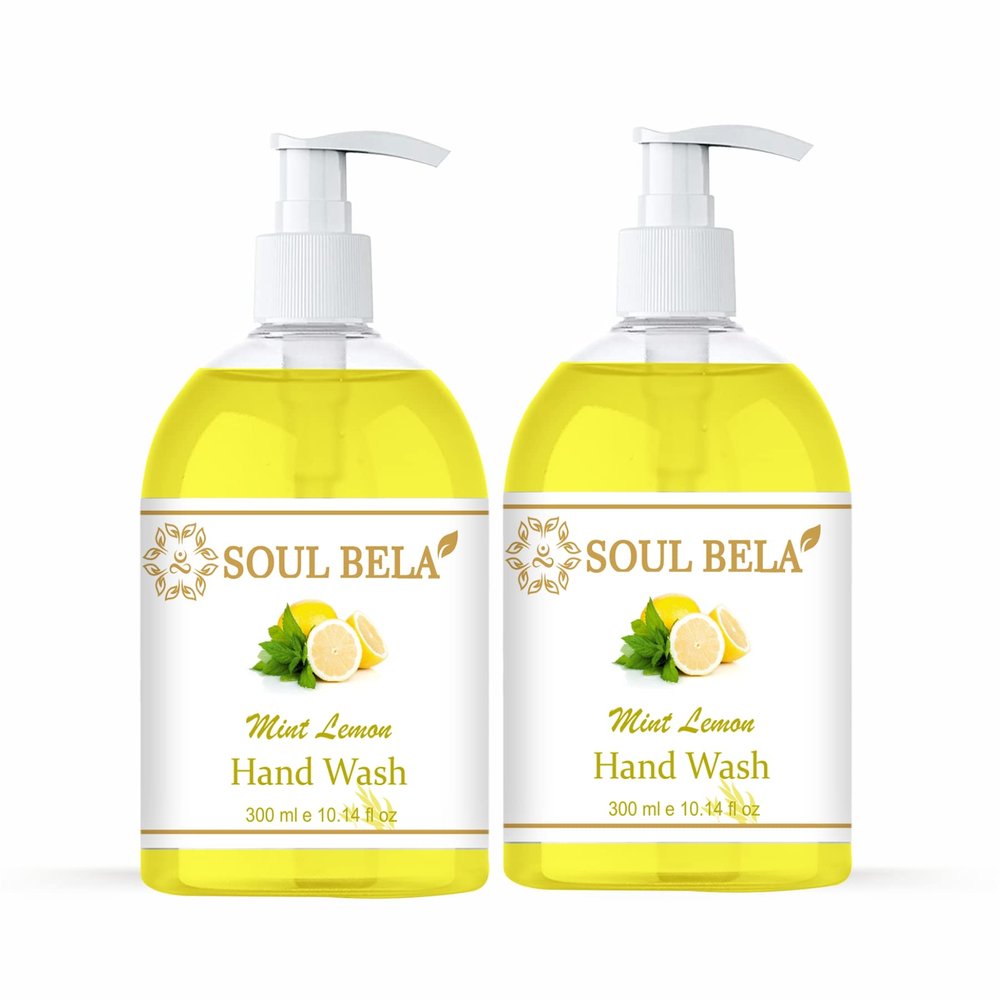 Soul Bela Mint Lemon Hand Wash with Lemon Extract & Mint | Reduce risk of infections | Moisturize skin| Gentle on hands | (300Ml, Pack Of 2)