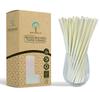 Naturalik 100-Pack Extra Durable White Iridescent Paper Straws Biodegradable- Eco-Friendly Paper Straws- Drinking Straws Party supplies, 7.7" (White Iridescent, 100ct) view 1