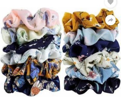 DEEGLO Printed Soft fabric Scrunchies Set for Women and Girls Anti Hair Breakage Scrunchies (Pack of 12)