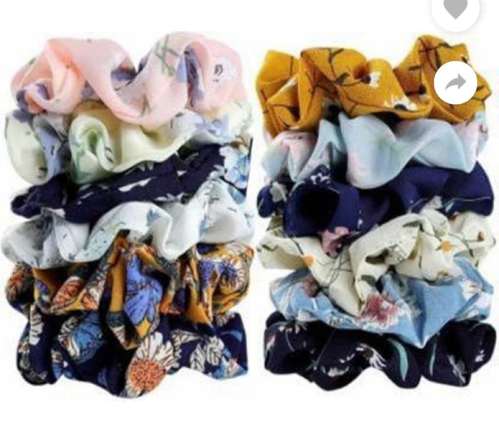 DEEGLO Printed Soft fabric Scrunchies Set for Women and Girls Anti Hair Breakage Scrunchies (Pack of 12)