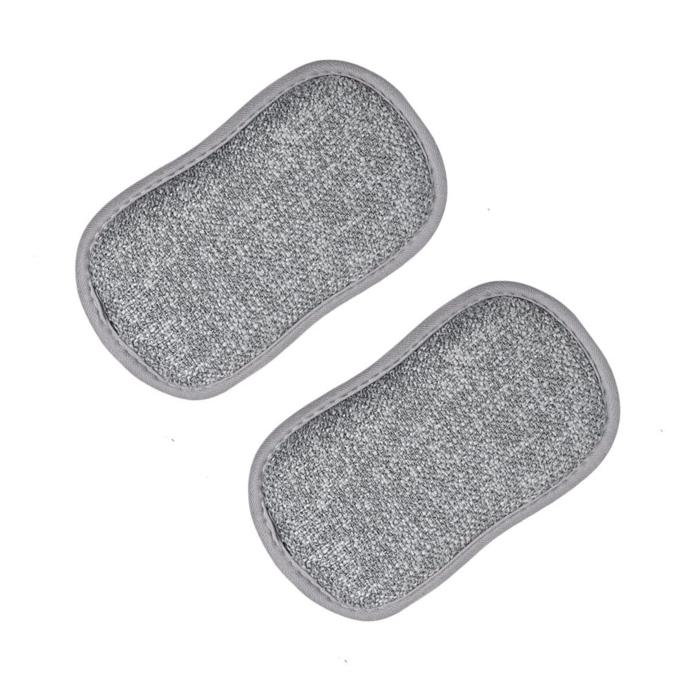 HENIJ Durable Heavy Duty Premium Anti-Bacterial Sponge Non-Scratch Double-Sided Cleaning Scouring Sponge for Kitchen Effortless Cleaning of Dishes, Pots and Pans All at Once (Pack of 2)