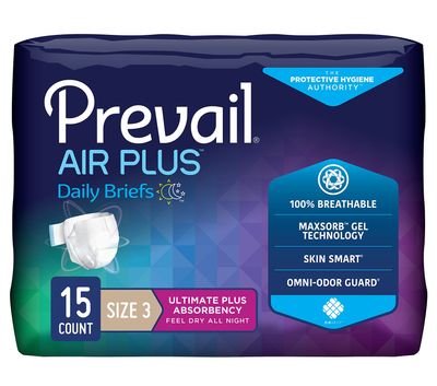 Prevail Air Plus Daily Brief | Size 3 | Breathability | Ultimate Absorbency | 15 Count