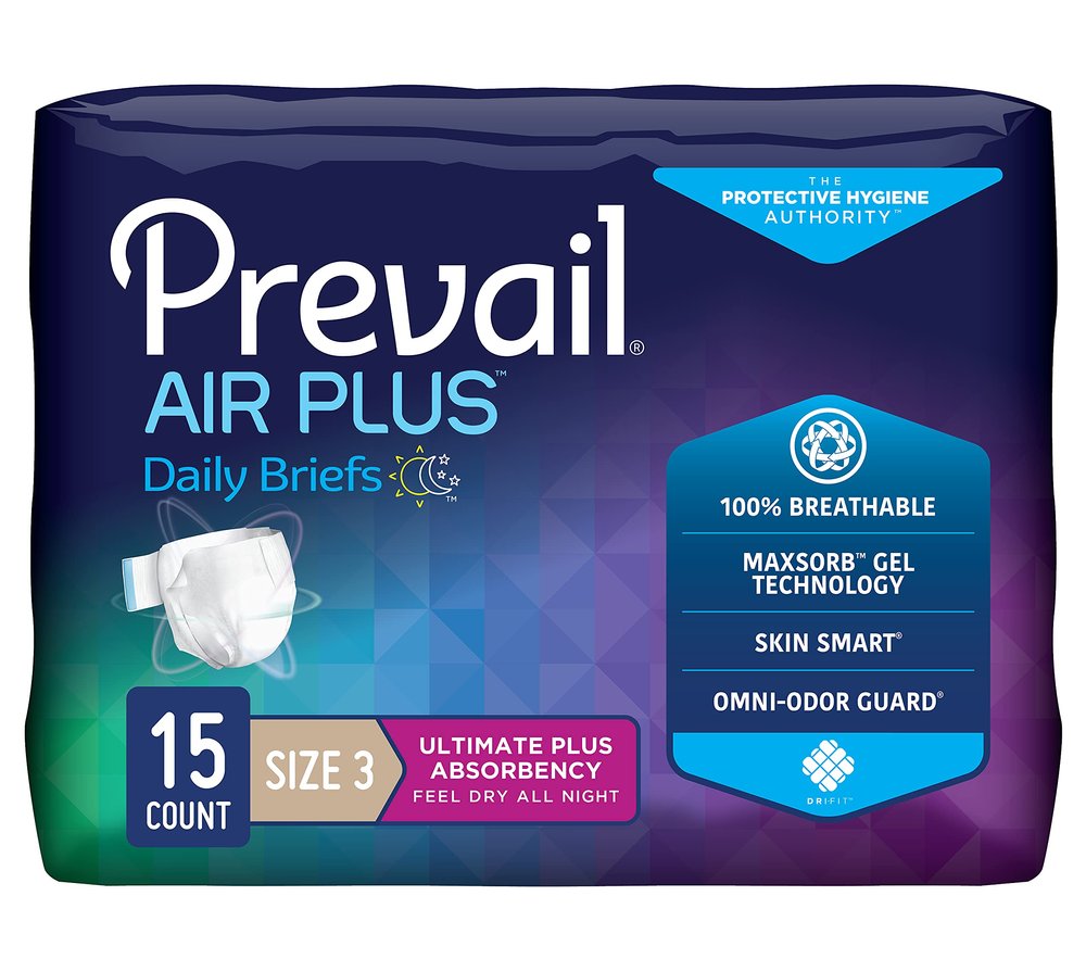 Prevail Air Plus Daily Brief | Size 3 | Breathability | Ultimate Absorbency | 15 Count