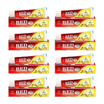 Jagat Devsutra Dr. Trusted Ayurvedic HERBAL Red Toothpaste for Teeth Whitening & Cold Breath - 100% Natural Formula, No Fluoride & Artificial Colours - Pack of 8 (125g x 8)