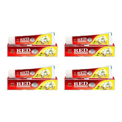 Jagat Devsutra Dr. Trusted Ayurvedic HERBAL Red Toothpaste for Teeth Whitening & Cold Breath - 100% Natural Formula, No Fluoride & Artificial Colours - Pack of 4 (125g x 4)