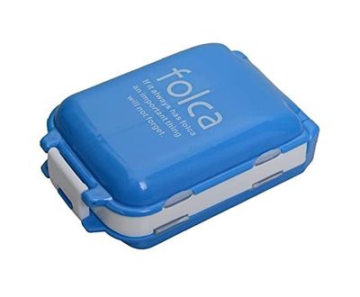 Yorten Pill Box Portable for Travel 8 Compartments Weekly Medicine Organizer, Multicolor Folca Medicine Box Mini Vitamin Pill Tablet Case
