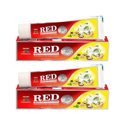 Jagat Devsutra Dr. Trusted Ayurvedic HERBAL Red Toothpaste for Teeth Whitening & Cold Breath - 100% Natural Formula, No Fluoride & Artificial Colours - Pack of 2 (125g x 2)