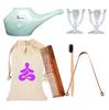 OREAYU Natural Yoga Healthy Life Kit Neti Pot/Eye Wash Cup/Bamboo Brush/Copper Tongue Cleaner/Neem Wood Comb With Travel Cotton Bag view 1