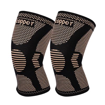 2 pack Copper Knee Braces for Knee Pain Knee Compression Sleeves for Men and Women, Knee Pads for Running, Meniscus Tear, ACL, Arthritis, Joint Pain Relief, Working out (Large, Black)