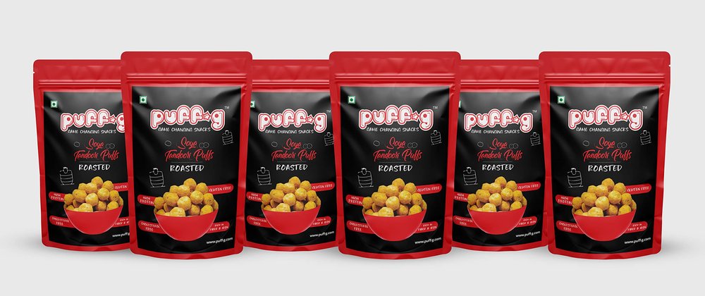 puff-g Combo Pack Of 6 Roasted Puffed Gluten Free & Healthy Premium Snacks(Soya Tandoori)