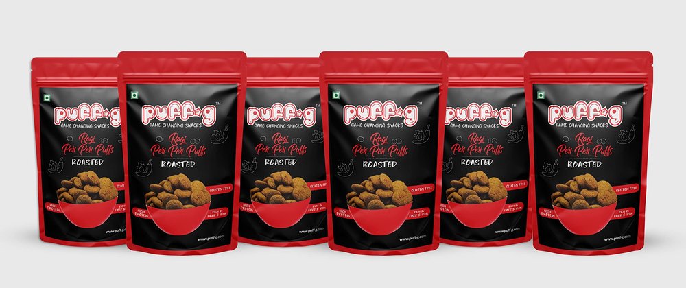 puff-g Combo Pack Of 6 Roasted Puffed Gluten Free & Healthy Premium Snacks(Ragi Peri Peri)