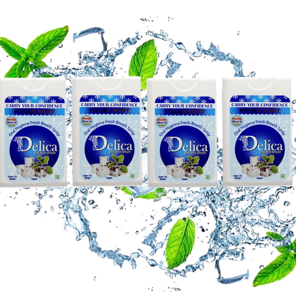 Delica Instant Mouth And Breath Freshner Spray For Bad Breath | |Instant Germ Kill Fresh Breath | Longlasting Freshness, Germ Fighting Formula Polar Mint Flavour_60gm